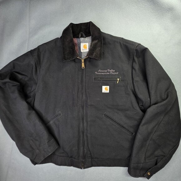 Vintage Carhartt Detroit Jacket Mens Large Black Blanket Lined Workwear Canvas - Picture 1 of 13
